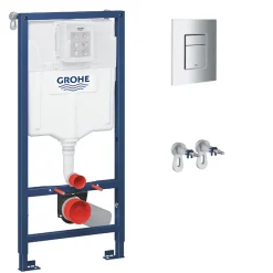 Grohe Pack WC Bâti-support Rapid SL + WC SAT Tornado sans bride + Abattant SoftClose + Plaque chrome (RSLTORNADO1)
