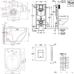 Grohe Pack WC Bâti-support Rapid SL + WC SAT Tornado sans bride + Abattant SoftClose + Plaque noire matte (RSLTORNADOKF0)* Wc Suspendu