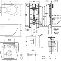 Grohe Pack WC Bâti-support Rapid SL + WC sans bride SAT + Abattant SoftClose + Plaque Chrome (RapidSL-Project-1)* Wc Suspendu
