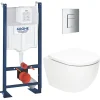 Grohe Pack WC Bâti-support autoportant Rapid SL + WC SAT Tornado sans bride + Abattant SoftClose + Plaque chrome (PROTORNADO1)