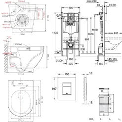 Grohe Pack WC Bâti-support autoportant Rapid SL + WC SAT Tornado sans bride + Abattant SoftClose + Plaque chrome (PROTORNADO1)