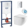 Grohe Pack WC Bâti-support + WC sans bride Tornado Quiet SAT Fusion + Abattant softclose + Plaque Chrome