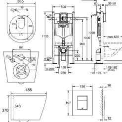 Grohe Pack WC Rapid SL + Cuvette sans bride SAT, fixations invisibles + Plaque Noir mat (RapidSL082-SATrimless-KF0)