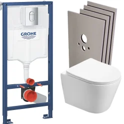 Grohe Pack WC Rapid SL + WC Swiss Aqua Technologies Infinitio sans bride + Plaque Arena chrome + Set d'habillage* Wc Suspendu