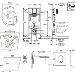 Grohe Pack WC Rapid SL + WC Swiss Aqua Technologies Infinitio sans bride + Plaque Arena chrome + Set d'habillage* Wc Suspendu