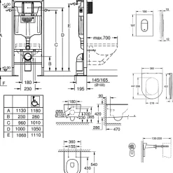 Grohe Pack WC suspendu sans bride Essence + abattant + plaque chromée + bâti