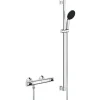 Grohe Precision Flow Set de douche avec mitigeur thermostatique + Douchette + Barre 90 cm, chrome (G34805001)* Colonne De Douche Thermostatique