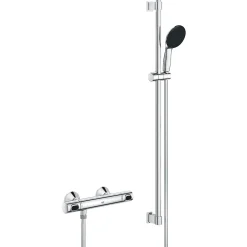Grohe Precision Flow Set de douche avec mitigeur thermostatique + Douchette + Barre 90 cm, chrome (G34805001)* Colonne De Douche Thermostatique