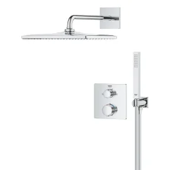 Nicoll Grohe Precision Set de douche encastrée avec mitigeur thermostatique + Douche de tête + Douchette, chrome (G34881000)* Colonne De Douche Sans Robinetterie