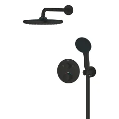 Grohe Precision Set de douche encastrée avec mitigeur thermostatique + Douche de tête + Douchette 2 jets, noir mat (G348832430)* Colonne De Douche Sans Robinetterie