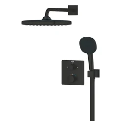 Grohe Precision Set de douche encastrée avec mitigeur thermostatique + Douche de tête + Douchette 2 jets, noir mat (G348822430)