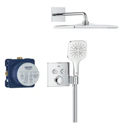 Grohe Precision SmartControl Set de douche encastrée façade thermostatique + Douche de tête + Douchette 3 jets, chrome (G34876000)