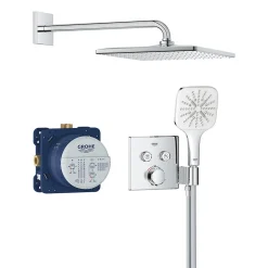 Grohe Precision SmartControl Set de douche encastrée façade thermostatique + Douche de tête + Douchette 3 jets, chrome (G34876000)