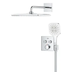 Grohe Precision SmartControl Set de douche encastrée façade thermostatique + Douche de tête + Douchette 3 jets, chrome (G34876000)