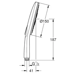 Grohe Rainshower SmartActive 150 Douchette à main 3 jets, chrome (G26553000)