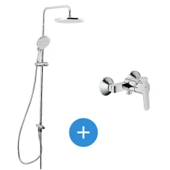Swiss Aqua Technologies /Grohe Set de douche avec mitigeur + Douchette 3 jets barre avec curseur + Douche de tête XXL 254 mm Chrome
