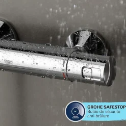 Grohe Vitalio Comfort 250 Colonne de douche avec mitigeur thermostatique + Douche de tête + Douchette 2 jets, chrome (G26696001)* Colonne De Douche Thermostatique