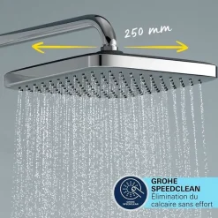 Grohe Vitalio Comfort 250 Colonne de douche avec mitigeur thermostatique + Douche de tête + Douchette 2 jets, chrome (G26696001)* Colonne De Douche Thermostatique
