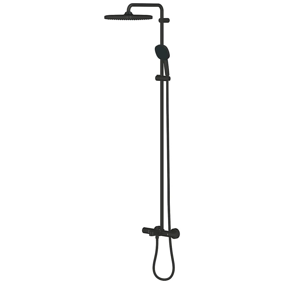 Grohe Vitalio Comfort 250 colonne de douche thermostatique bain/douche + douche de tête + douchette à main, noir mat (G269842431)* Colonne De Douche Hydromassante