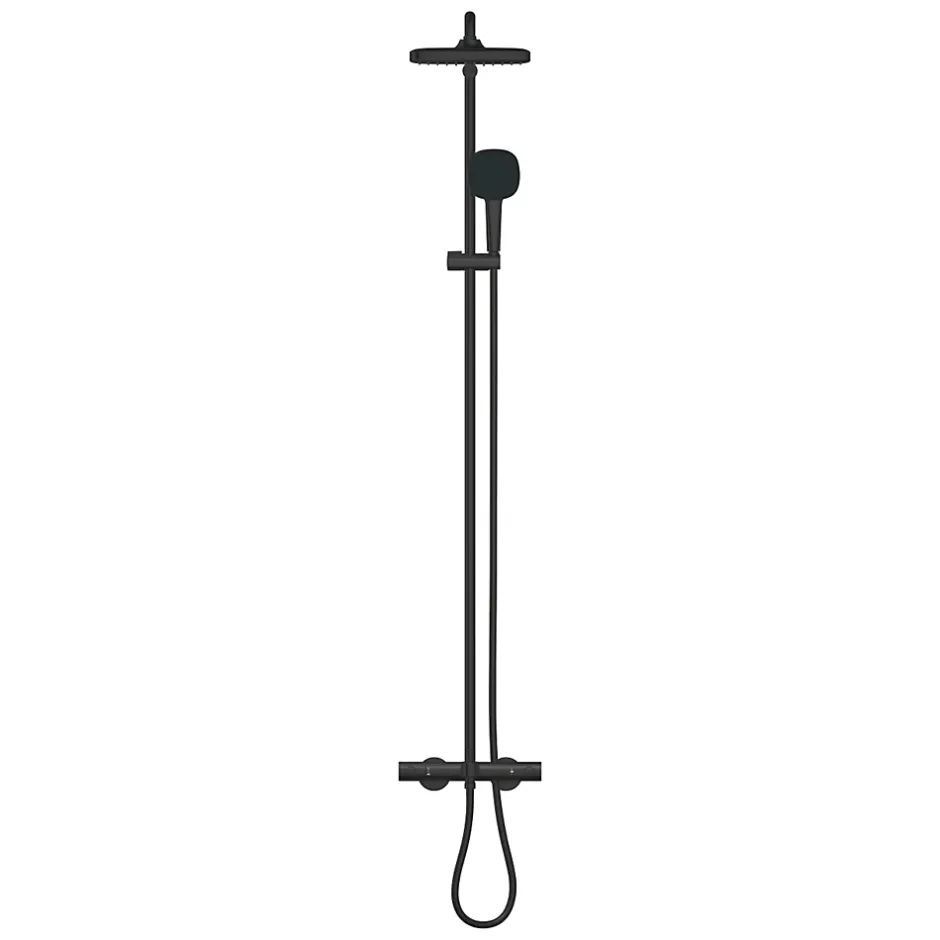 Grohe Vitalio Comfort 250 colonne de douche thermostatique bain/douche + douche de tête + douchette à main, noir mat (G269842431)* Colonne De Douche Hydromassante