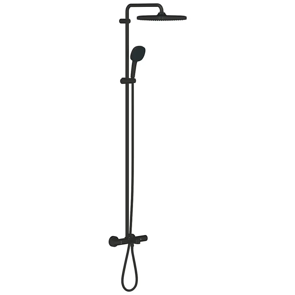 Grohe Vitalio Comfort 250 colonne de douche thermostatique bain/douche + douche de tête + douchette à main, noir mat (G269842431)* Colonne De Douche Hydromassante