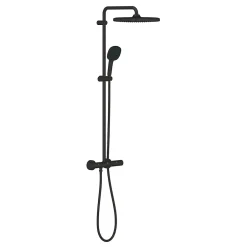 Grohe Vitalio Comfort 250 colonne de douche thermostatique + douche de tête + douchette à main 2 jets, noir mat (G266962431)* Colonne De Douche Thermostatique