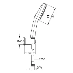 Grohe Vitalio Comfort 110 Set de douche avec support mural + Douchette 2 jets, chrome (G26399001)