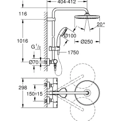 Grohe Vitalio Start System 250 Colonne de douche avec mitigeur thermostatique 26816000