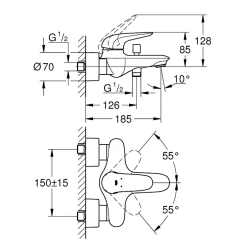 Grohe Wave Mitigeur monocommande Bain / Douche Chromé 32286001