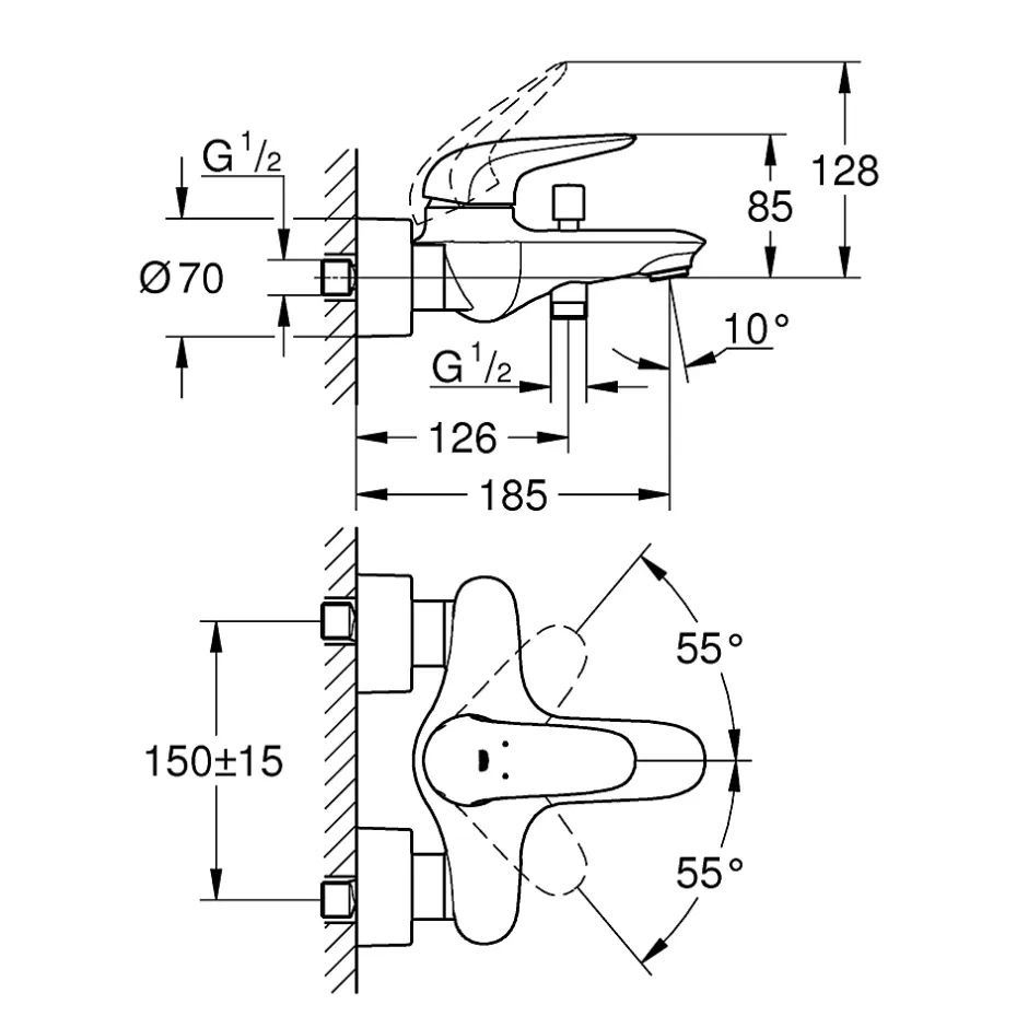 Grohe Wave Mitigeur monocommande Bain / Douche Chromé 32286001