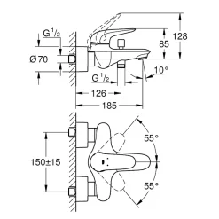 Grohe Wave Mitigeur monocommande Bain / Douche Chromé 32286001