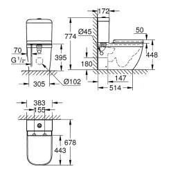 Grohe WC à poser sans bride Euro Ceramic + abattant et nettoyant