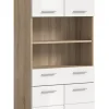 Chb Collection Hako - Armoire haute (L/H/P : 74x191x31 cm) en imitation chêne Sonoma clair et blanc brillant embouti