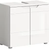 Chb Collection Hama - Meuble sous-lavabo (L/H/P : 63x59x34 cm) en imitation blanc et blanc brillant profond
