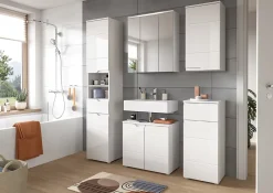 Chb Collection Hama - Meuble sous-lavabo (L/H/P : 63x59x34 cm) en imitation blanc et blanc brillant profond