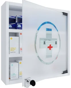 Vcm Handicapé médical Hustila H. 40 x L. 32 x P. 10 cm Blanc* Armoire De Toilette