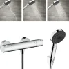 Hansgrohe Ecostat Mitigeur thermostatique douche + Douchette à main XXL 105mm 3 jets, Flexible de douche 125cm, support mural