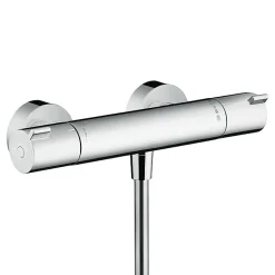 Hansgrohe Ecostat Mitigeur thermostatique douche + Douchette à main XXL 105mm 3 jets, Flexible de douche 125cm, support mural