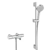 Hansgrohe Ecostat Set Mitigeur thermostatique Bain/douche + Barre de douche Unica + Douchette 2 jets, Chrome* Robinet De Baignoire