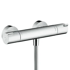 Hansgrohe Ecostat Set mitigeur thermostatique + Barre 65cm + Douchette 2 jets + Flexible, Chrome (13211000-Vernis)* Colonne De Douche Sans Robinetterie