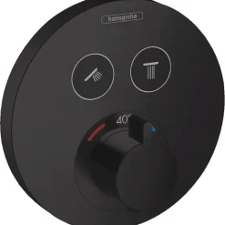 Hansgrohe Facade pour mitigeur thermostatique encastré ShowerSelect S avec 2 fonctions noir mat avec Corps encastré