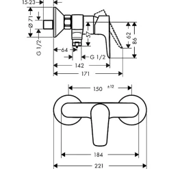 Hansgrohe Talis E Mitigeur douche, Aspect Doré poli (71760990)