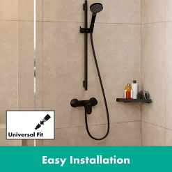 Hansgrohe Vernis Blend Set de douche avec douchette à main 2 jets + Barre Unica 65 cm, Noir mat (26422670)