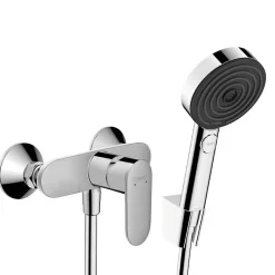 Hansgrohe Vernis Blend Set Mitigeur de douche + Douchette à main XXL 105mm 3 jets + Flexible de douche 125cm, support mural