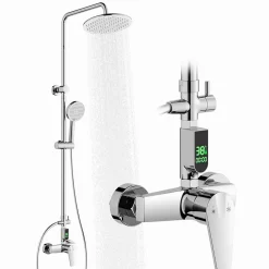 Homelody Colonne de Douche avec Affichage LED Température Mitigeur Mécanique, Douchette 3 Jets, Hauteur Réglable* Colonne De Douche Mécanique