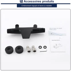 Homelody Robinet de Baignoire Thermostatique Noir, Design Cascade, Sécurité Anti-brûlure, Laiton* Robinet De Baignoire