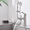 Homelody Robinet Salle de Bain Mitigeur de Douche avec Pommeau et Flexible Kit de Robinet Monotrou à Double Usage* Robinet Lavabo Et Vasque