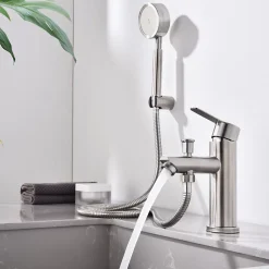Homelody Robinet Salle de Bain Mitigeur de Douche avec Pommeau et Flexible Kit de Robinet Monotrou à Double Usage* Robinet Lavabo Et Vasque