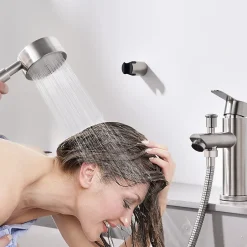 Homelody Robinet Salle de Bain Mitigeur de Douche avec Pommeau et Flexible Kit de Robinet Monotrou à Double Usage* Robinet Lavabo Et Vasque
