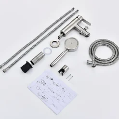 Homelody Robinet Salle de Bain Mitigeur de Douche avec Pommeau et Flexible Kit de Robinet Monotrou à Double Usage* Robinet Lavabo Et Vasque